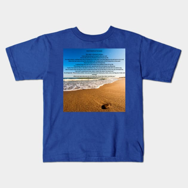 FOOTPRINTS IN THE SAND Kids T-Shirt by Goodword